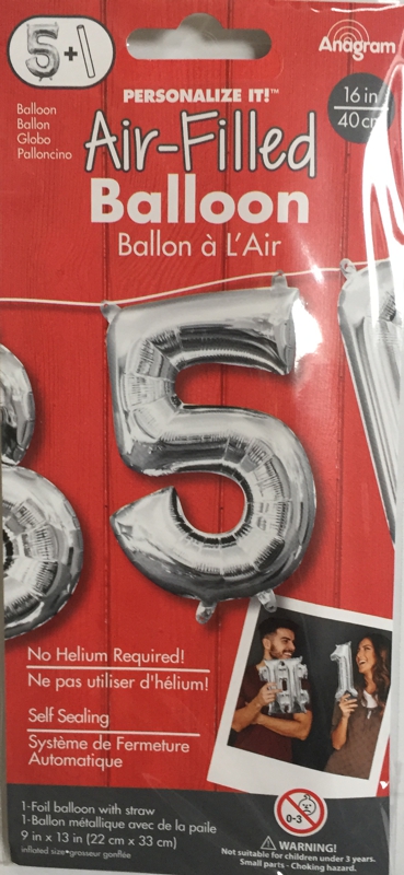 Balónek foliový narozeniny číslo 5 stříbrný 35 cm